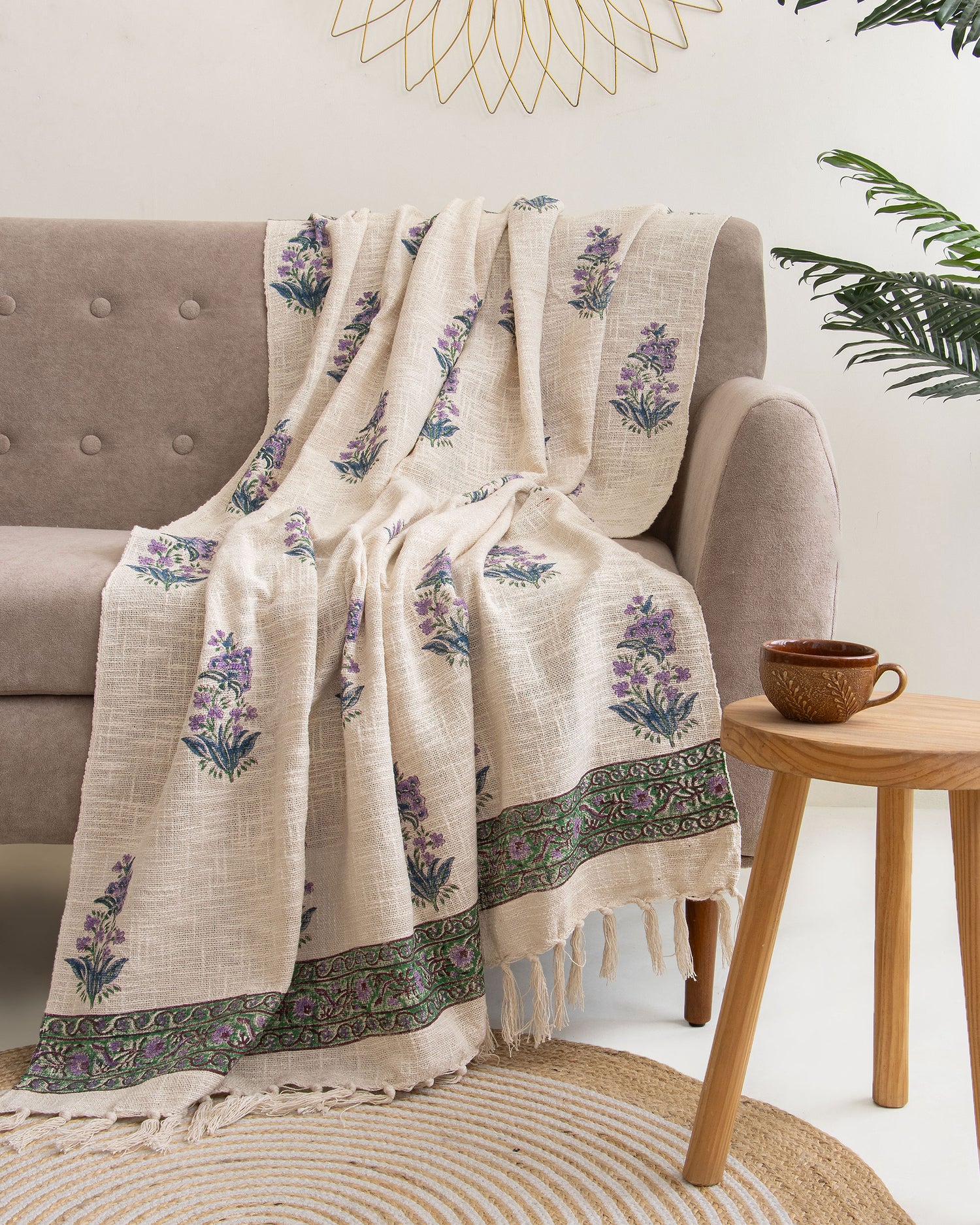 Purple Flower Plant Soft Cotton Throw Blankets Online