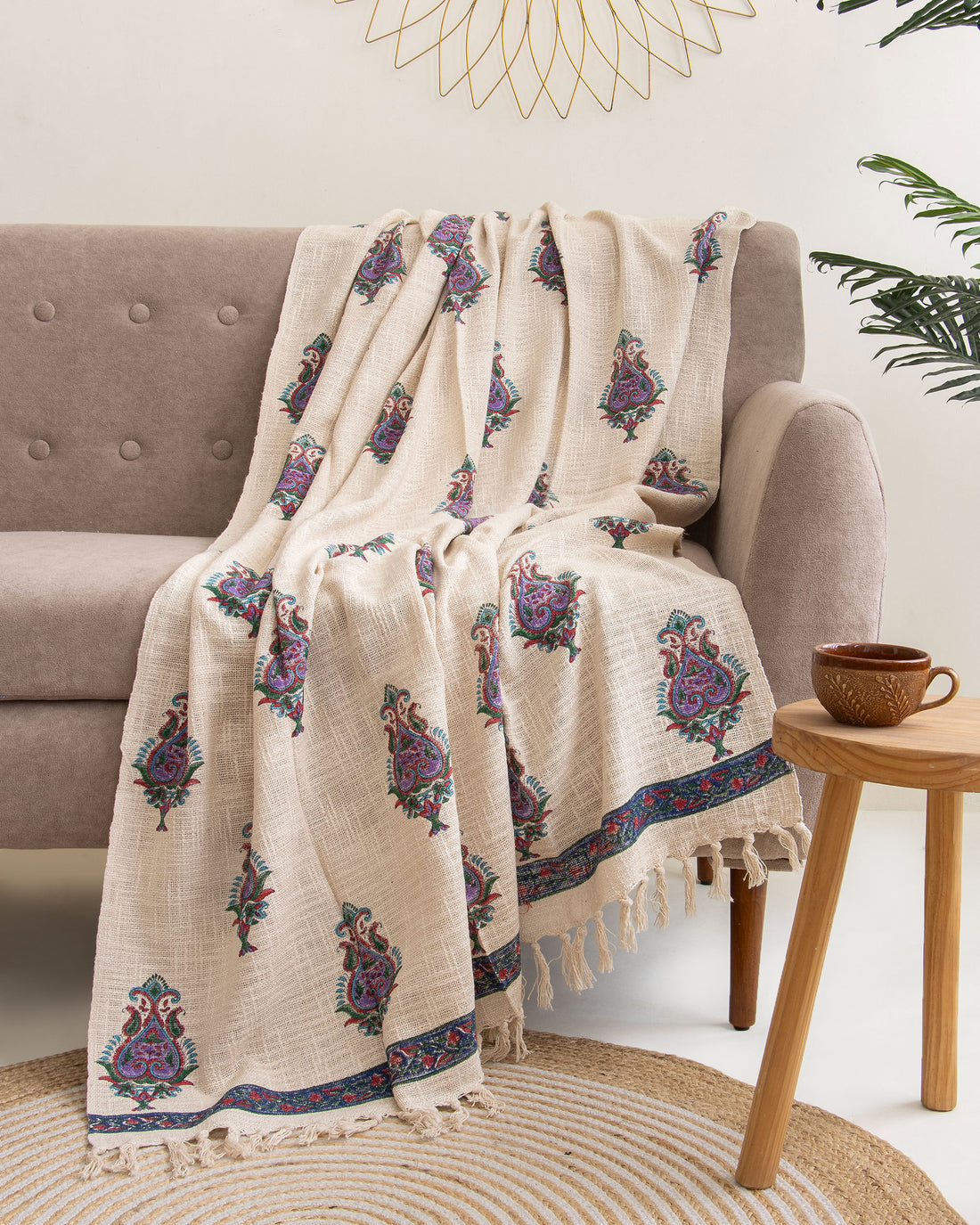 Soft Throw Blanket with Red Purple Flower Plant Print Online