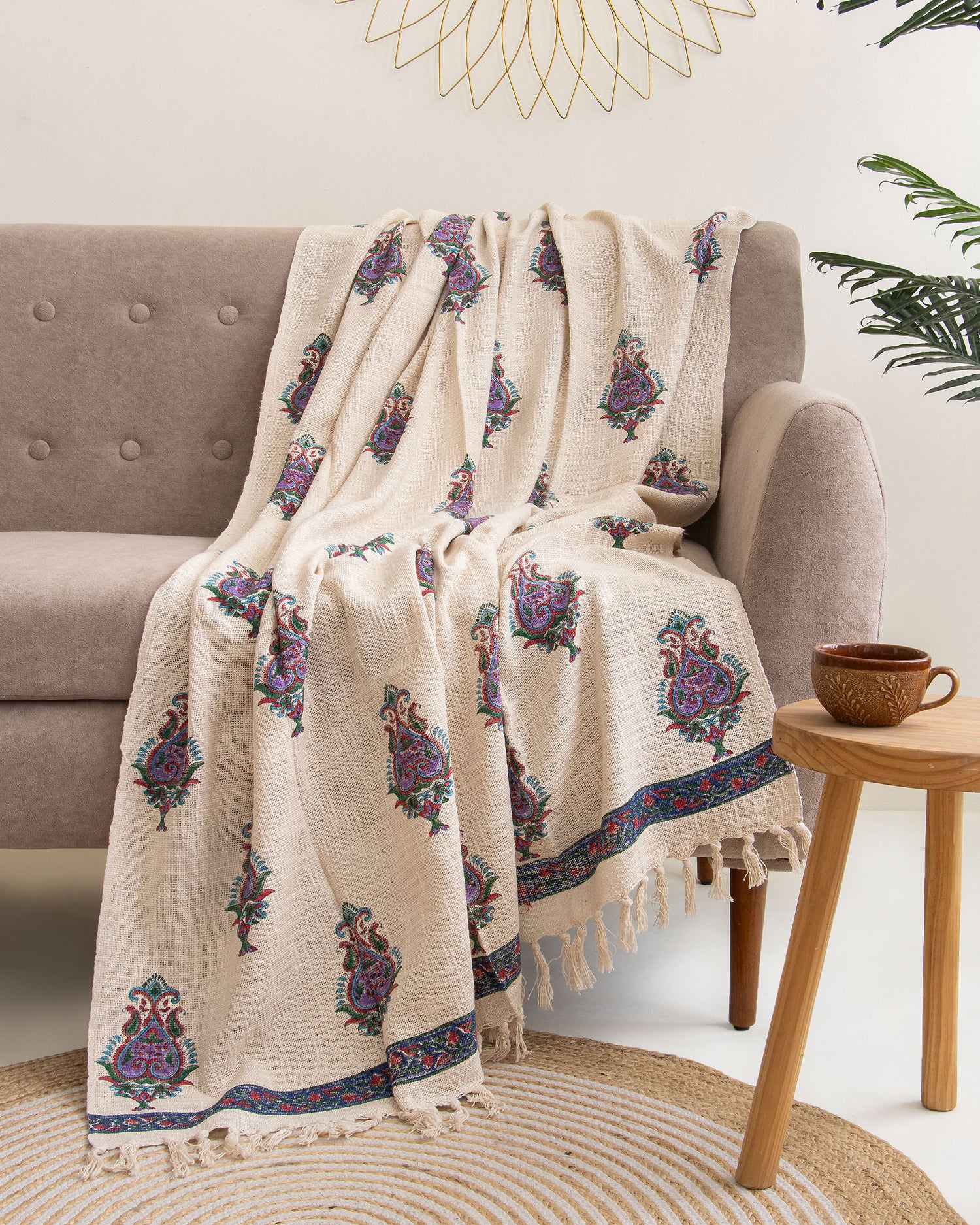 Soft Throw Blanket with Red Purple Flower Plant Print Online