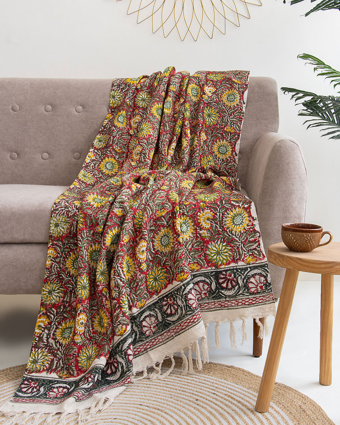 Multicolor Sunflower Cotton Blanket Throw For Home Decor Online