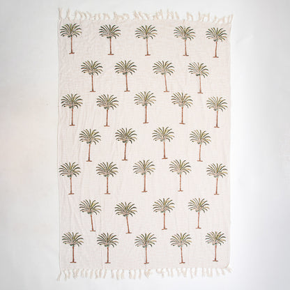 Date Palm Tree Cotton Luxury Throw Blankets For Home Decor