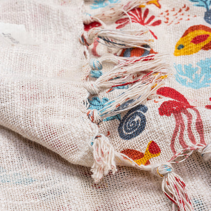 Sea Animal Design Soft Cotton Sofa Throw for Home Decor