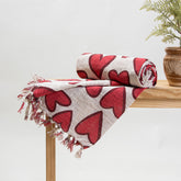 New Red Heart Design Organic Cotton Throw Blanket Online