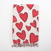 New Red Heart Design Organic Cotton Throw Blanket Online