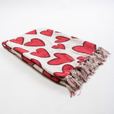 New Red Heart Design Organic Cotton Throw Blanket Online