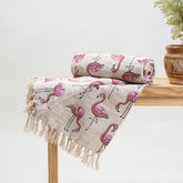 Indian Throw Blanket Pink Herons Birds Print Online