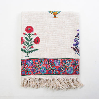 Marigold Multicolor Floral Soft Cotton Sofa Throw for Home Decor