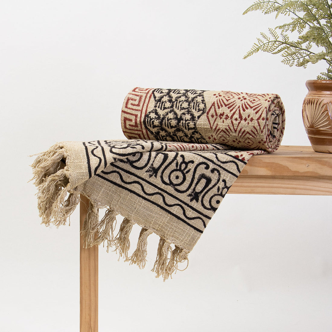 Mix and Match Indian Block Printed Cotton Throw Blankets