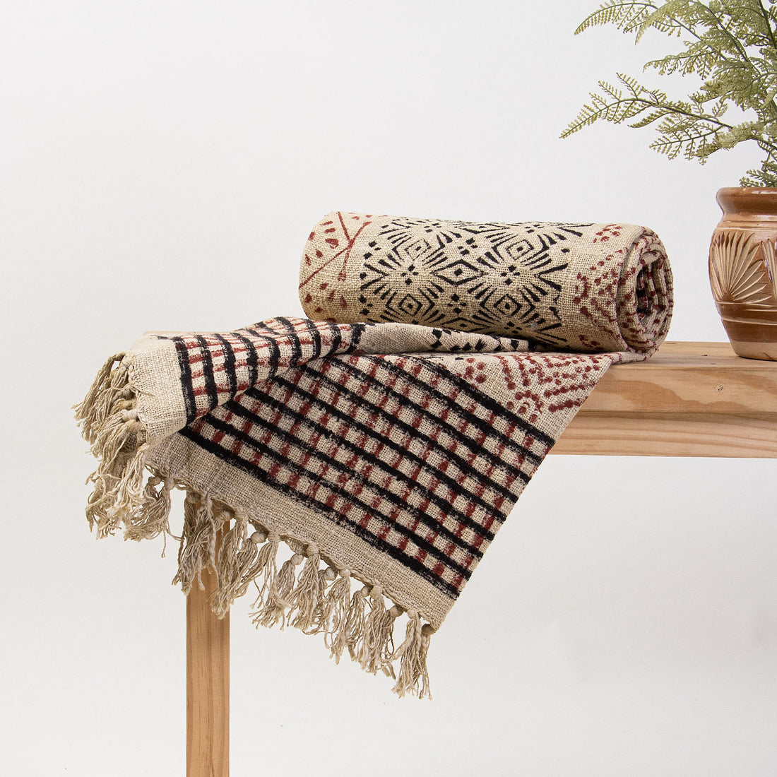 Decorative Brown Light weighted Printed Hand Block Cotton Throws