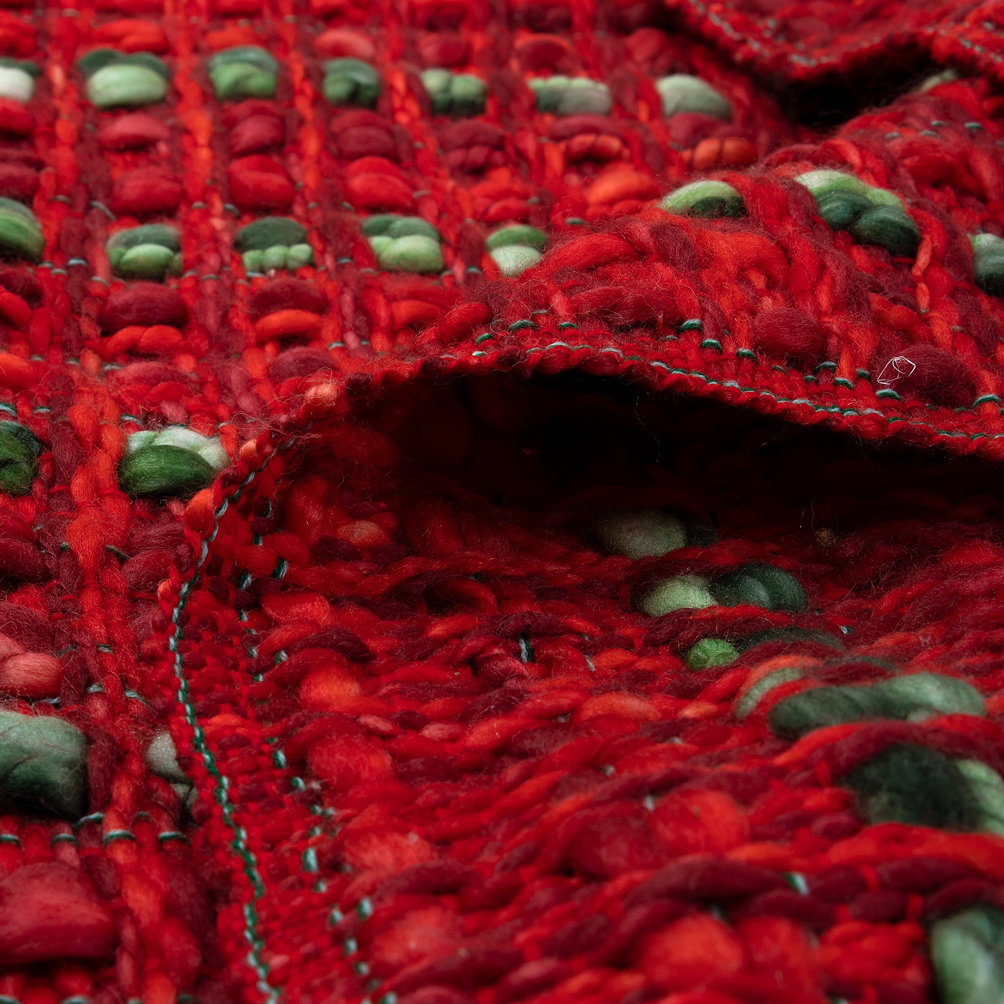 Christmas Red Printed Handmade Cotton Sofa Acrylic Throws Blankets