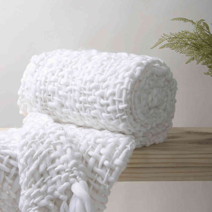 White Cotton woven Sofa Throw
