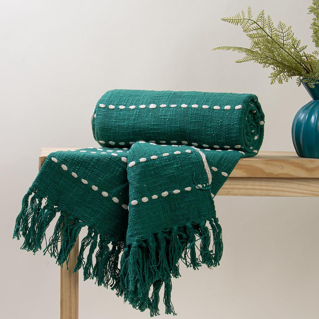 Solid Green Throw Blanket Cotton Home Decorative Online