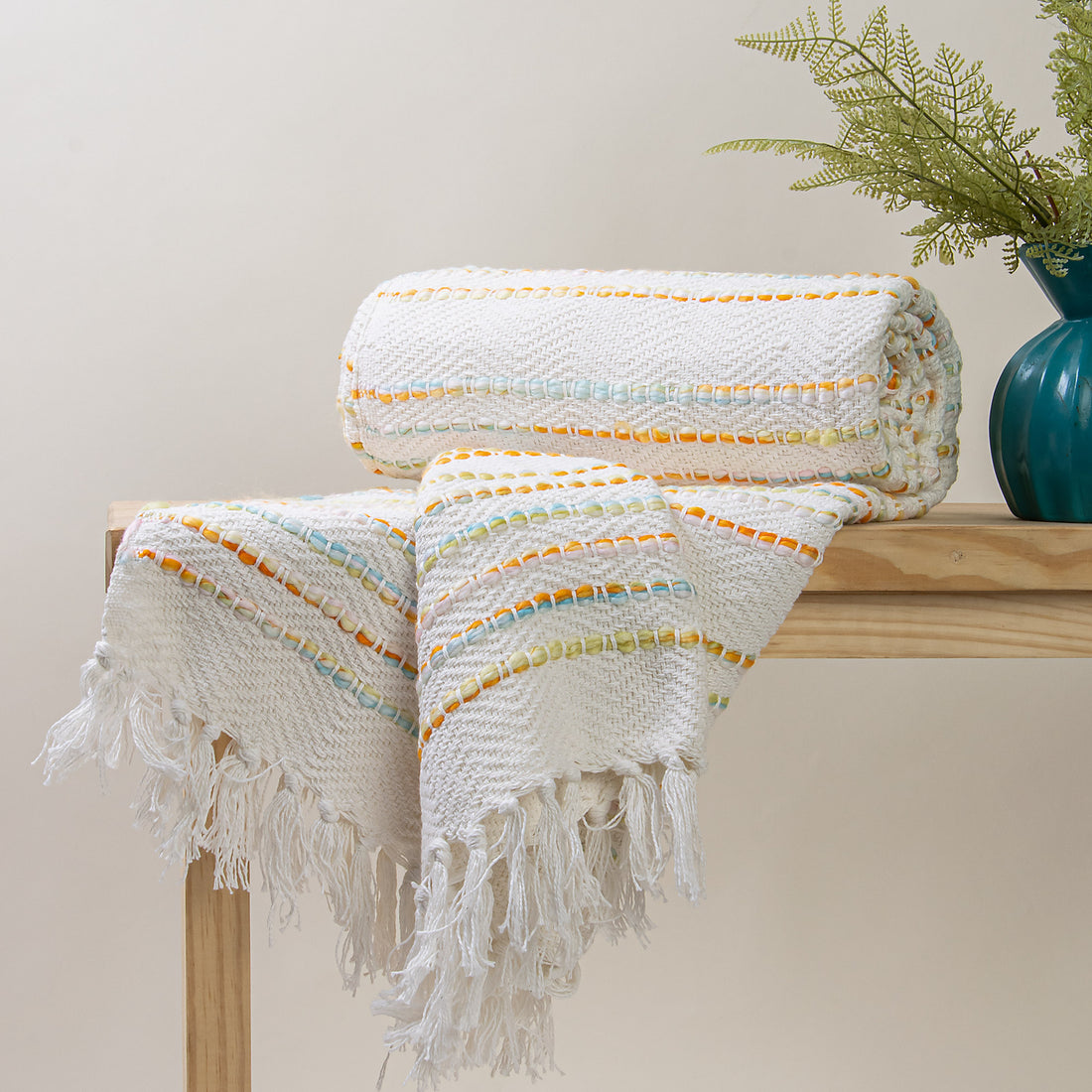 Trendy Multicolor Cotton Modern Throw Blanket For Cozy Decor