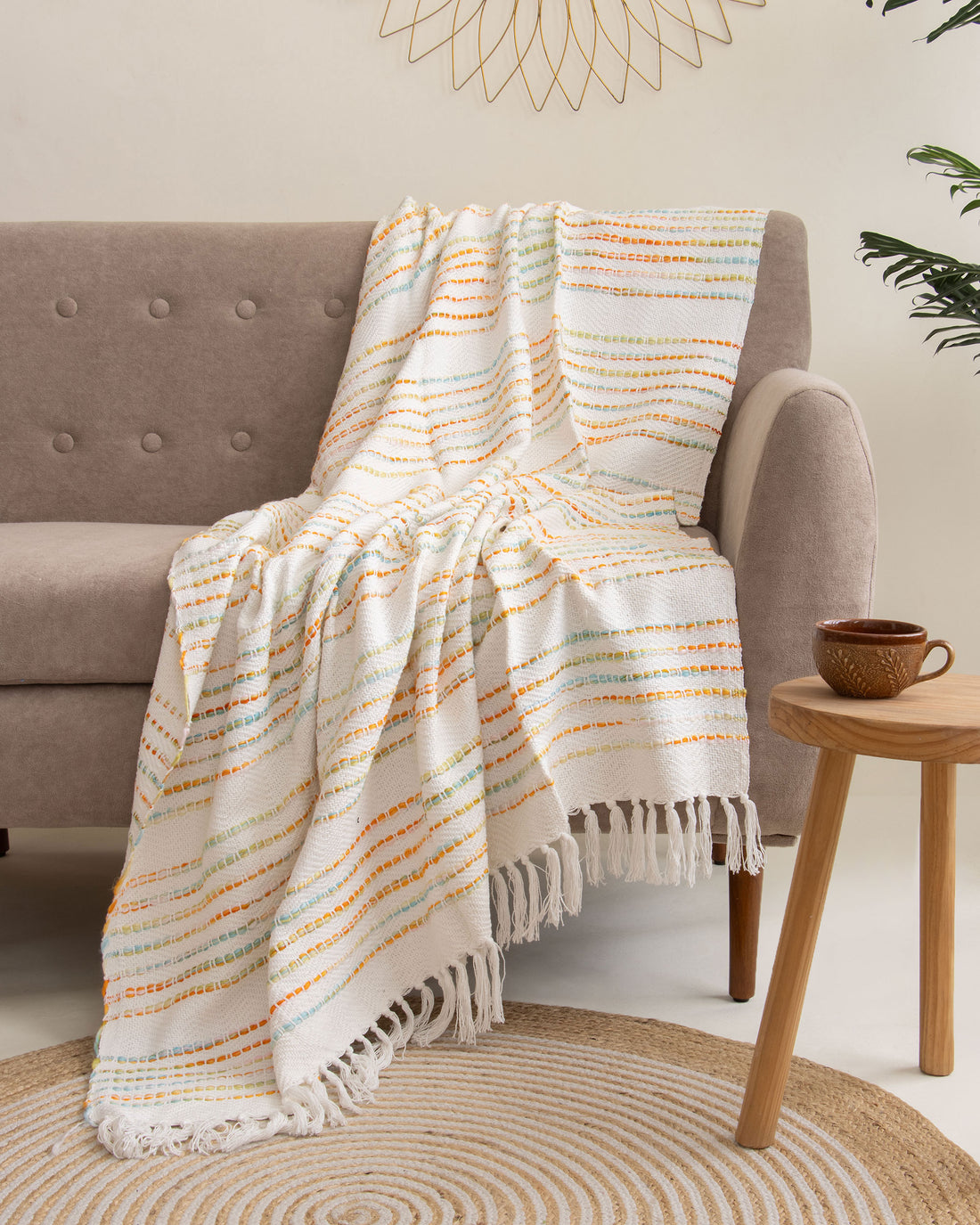 Trendy Multicolor Cotton Modern Throw Blanket For Cozy Decor