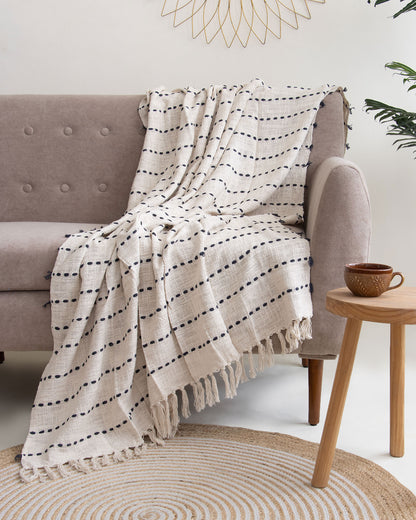 Modern Throw Blanket Handmade Black Stripes Pure Online