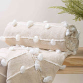 Premium Soft Cream Woven Cotton Luxury Throw Blankets