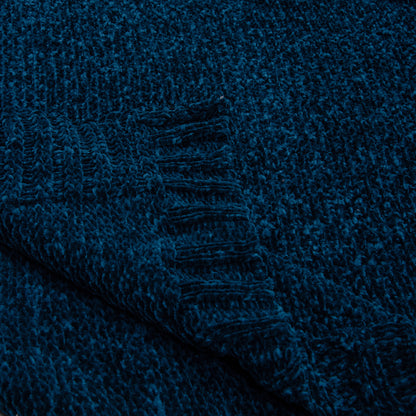 Blue Hand-Knitted Soft Cotton Sofa Throw for Decor Couch