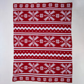 Red Throw Blanket Hand-Knitted Soft Cotton For Decor Couch