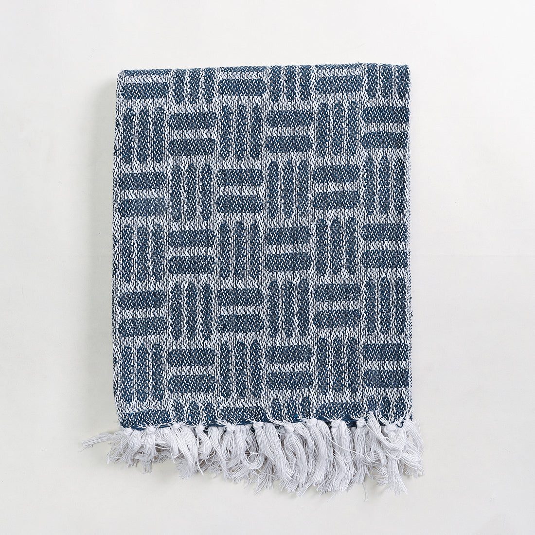 Blue Pure Cotton Luxury Throw Blanket For Home Decor