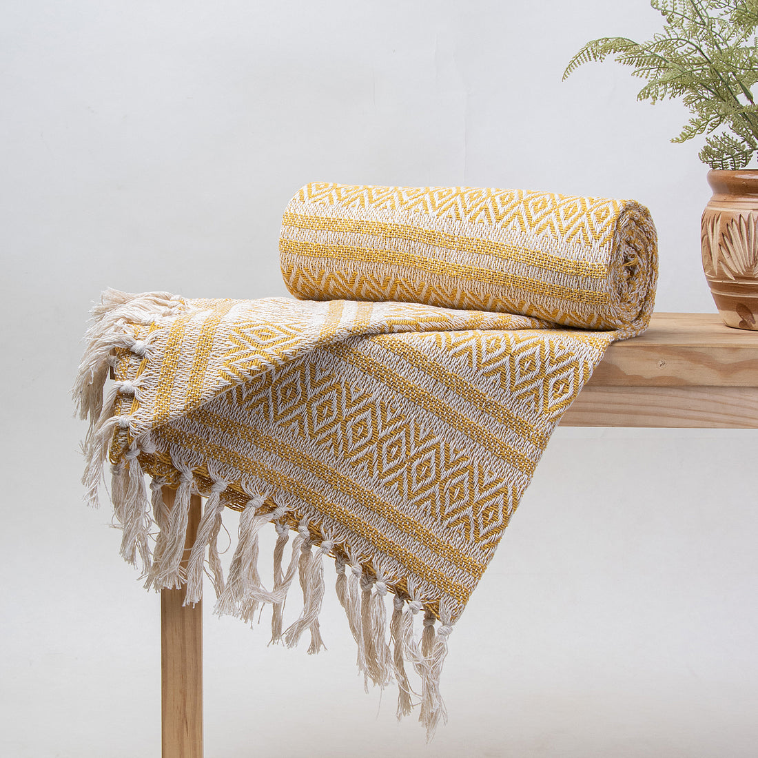 Mustard Yellow Pure Cotton Softest Throw Blanket Online