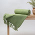 Green Soft Cotton Throw Blanket For Decor Sofa