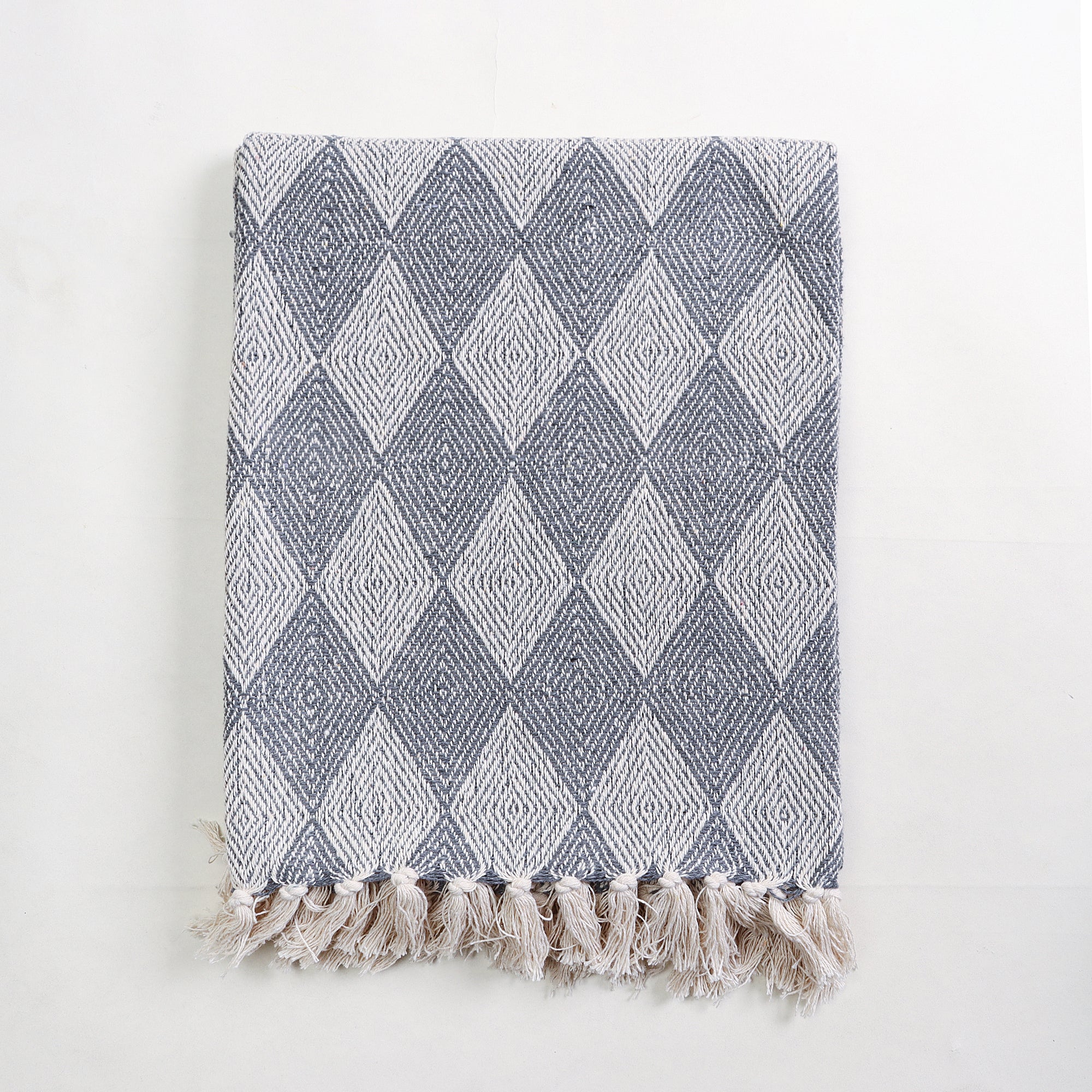 Grey ikat Design Soft Reversible Cotton Throw for Decor Sofa