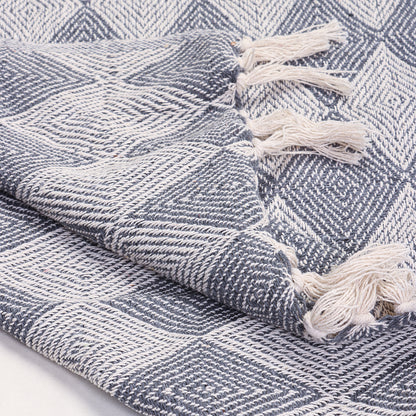 Grey ikat Design Soft Reversible Cotton Throw for Decor Sofa