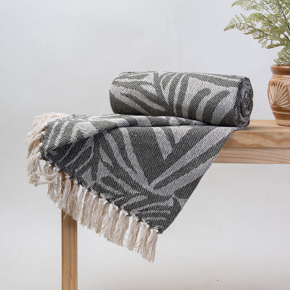 Reversible Pure Cotton Tufted Indian Throw Blanket Online