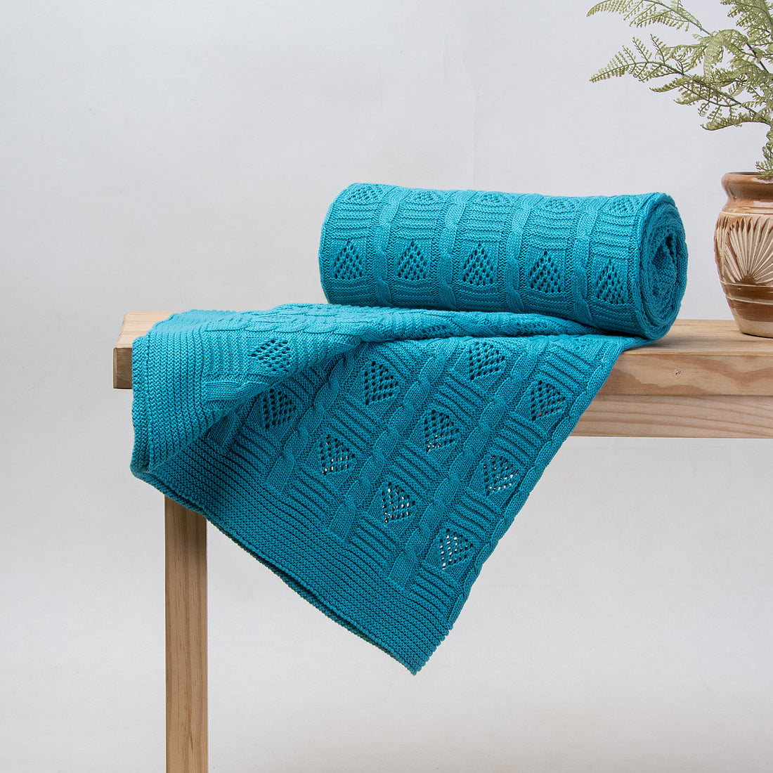 Cyan color Reversible Soft Cotton Luxury Throw Blanket Online