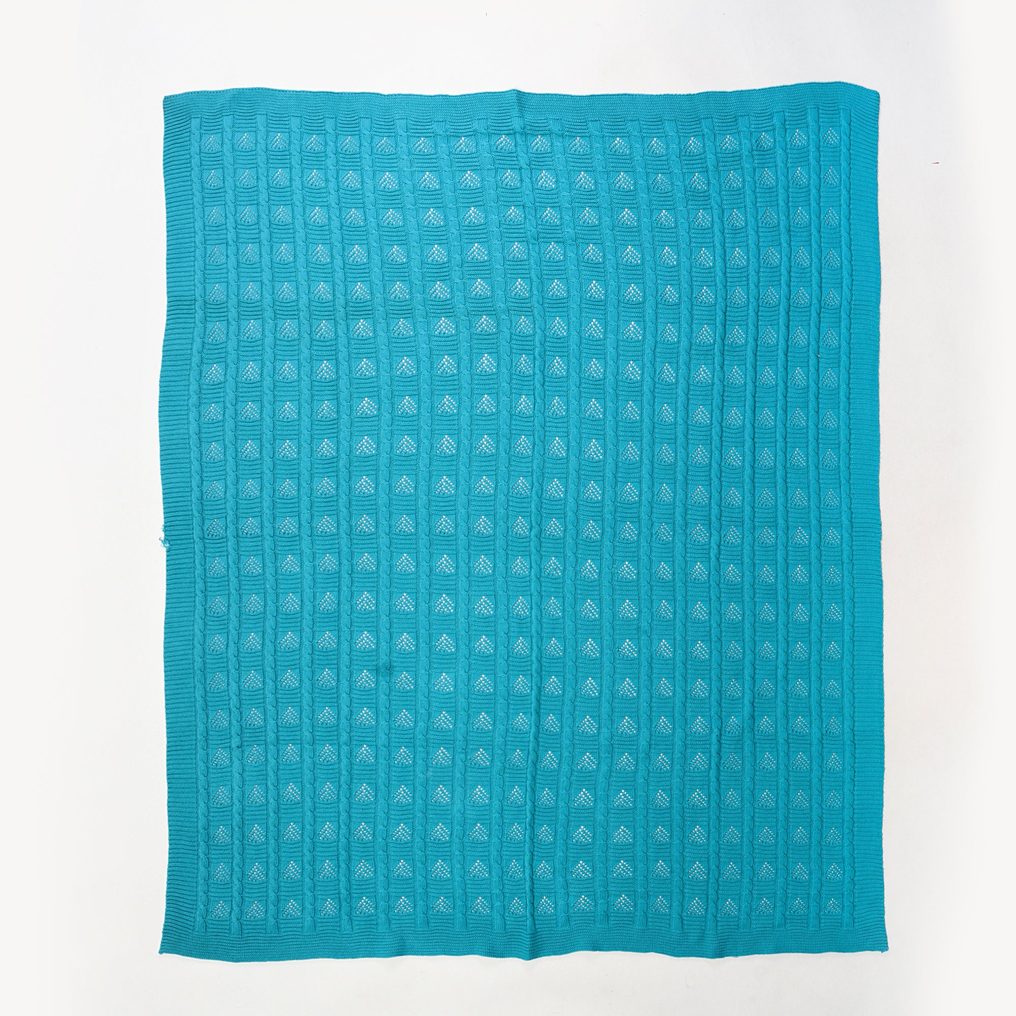Cyan color Reversible Soft Cotton Tufted Sofa Blanket Throw