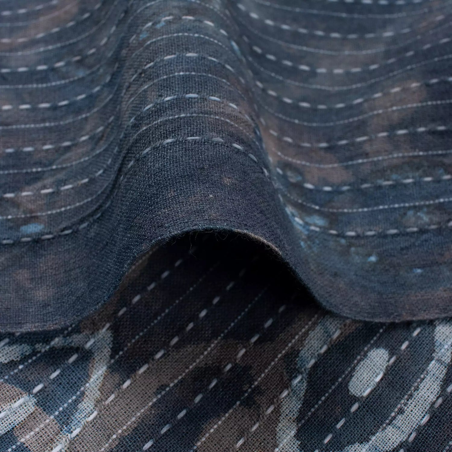 Hand Printed Cotton Kantha Fabric by the Yard