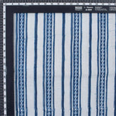 Buy Blue Stripe Hand Block Printed 100% Cotton Fabric