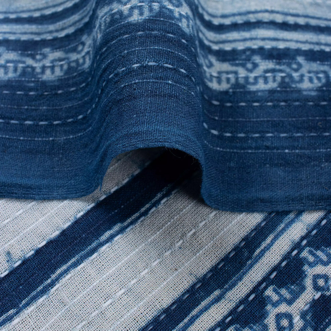 Buy Blue Stripe Hand Block Printed 100% Cotton Fabric