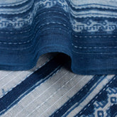 Buy Blue Stripe Hand Block Printed 100% Cotton Fabric