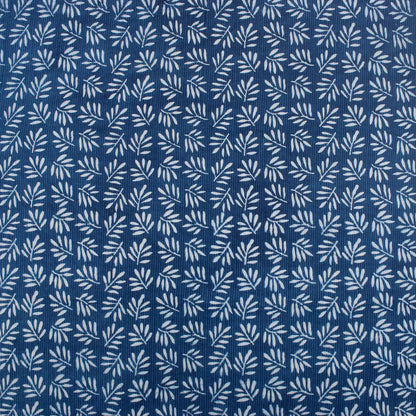 Indigo Leaf Print Cotton Kantha Fabric