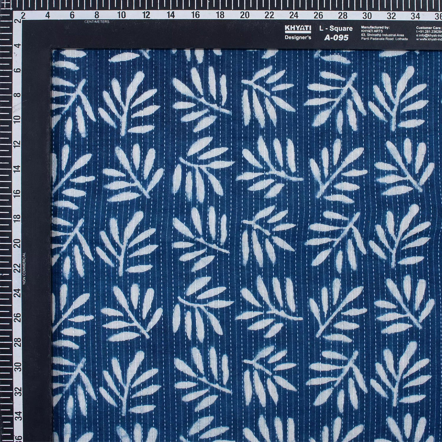 Indigo Leaf Print Cotton Kantha Fabric