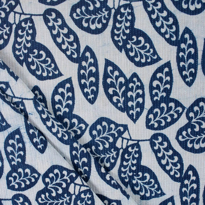Indigo Hand Block Printed Cotton Kantha Fabric by the Yard