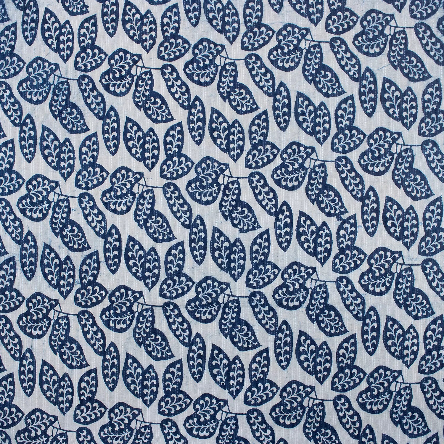 Indigo Hand Block Printed Cotton Kantha Fabric by the Yard