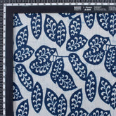 Indigo Hand Block Printed Cotton Kantha Fabric by the Yard