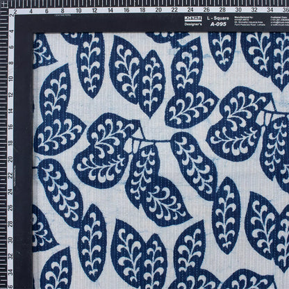Indigo Hand Block Printed Cotton Kantha Fabric by the Yard