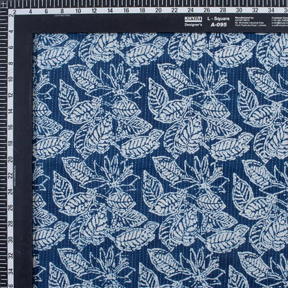 Indian Indigo Leaf Design Kantha Fabric