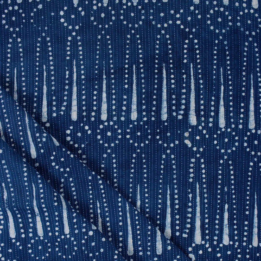Indigo Blue Hand Block Printed Cotton Kantha Fabric