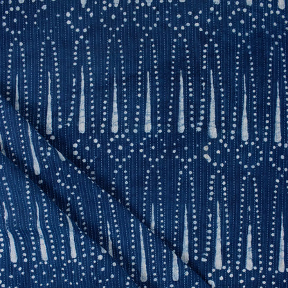 Indigo Blue Hand Block Printed Cotton Kantha Fabric