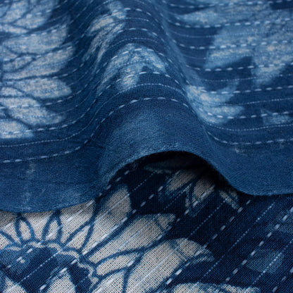 Sunflower Print Cotton Kantha Running Fabric For Dress