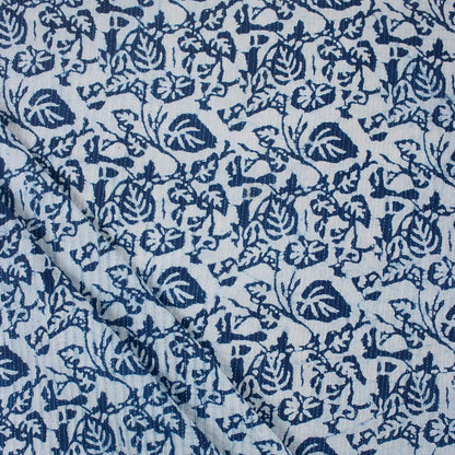 Handmade Indigo Leaf Print Cotton Kantha Fabric