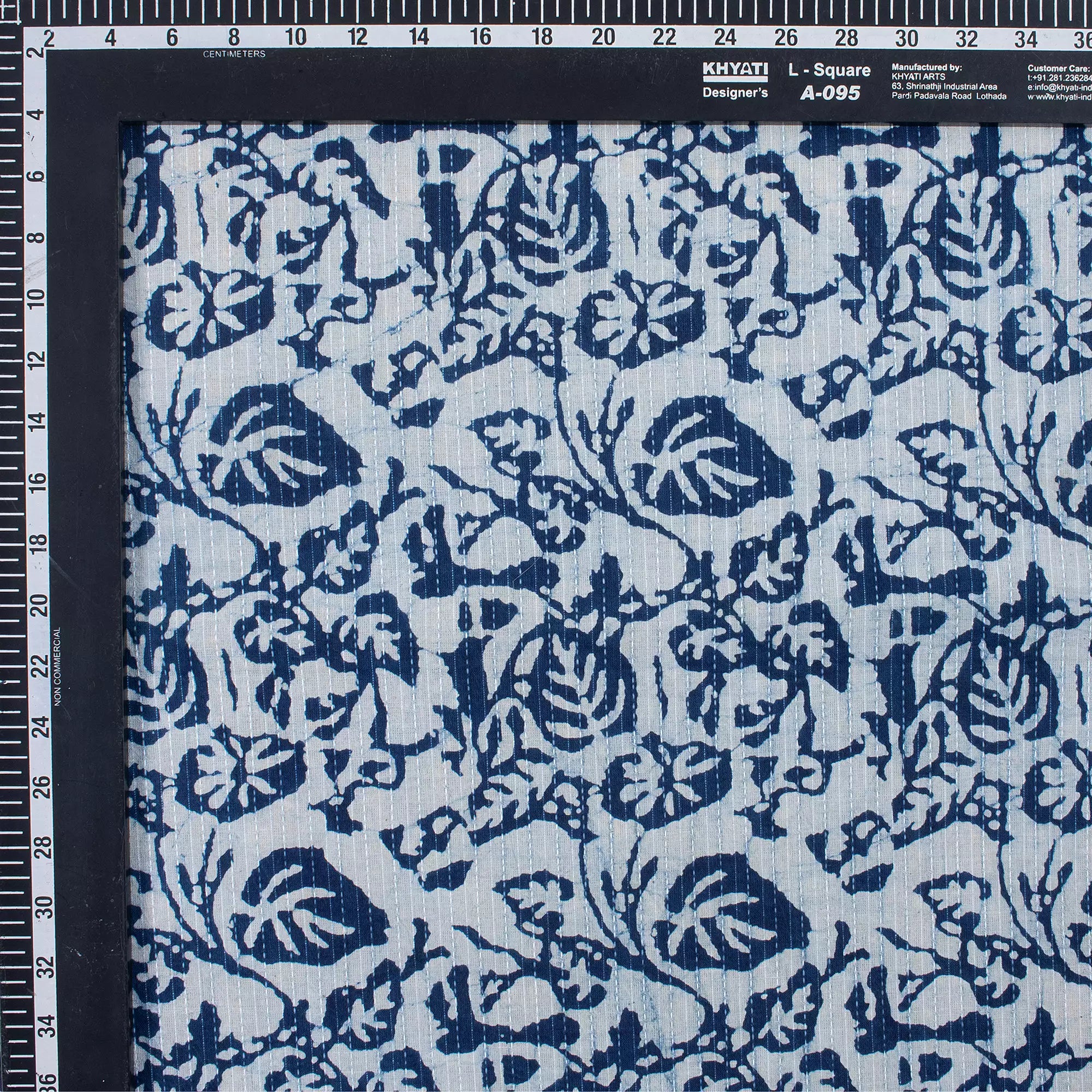 Handmade Indigo Leaf Print Cotton Kantha Fabric