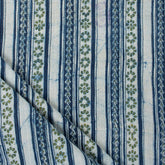 Indigo Block Printed Cotton Kantha Fabric