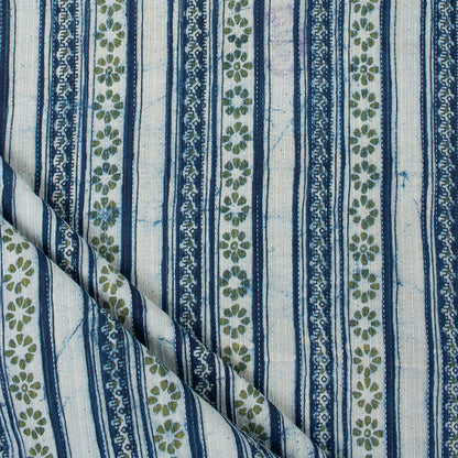 Indigo Block Printed Cotton Kantha Fabric