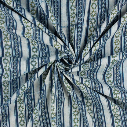 Indigo Block Printed Cotton Kantha Fabric