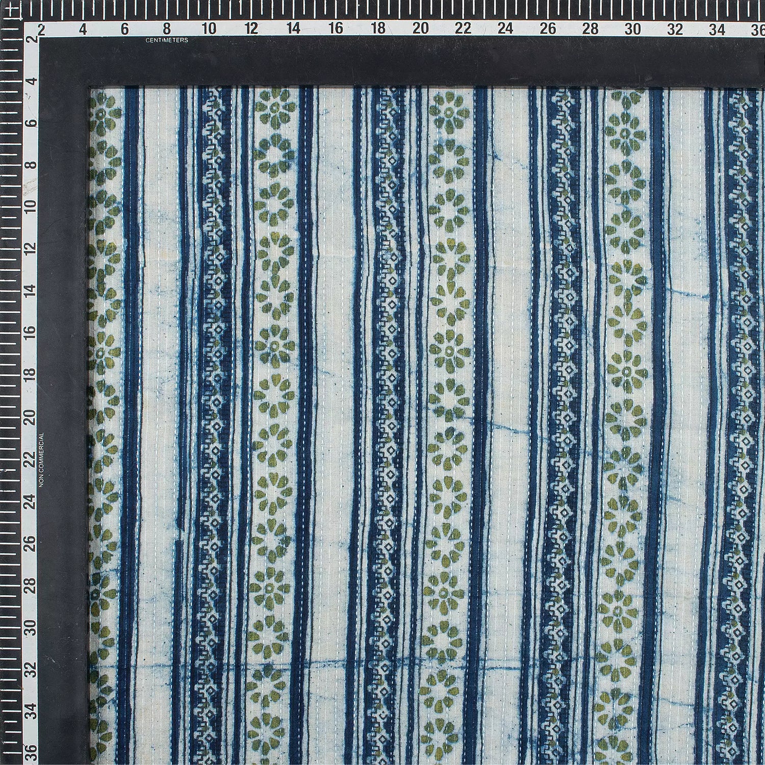 Indigo Block Printed Cotton Kantha Fabric